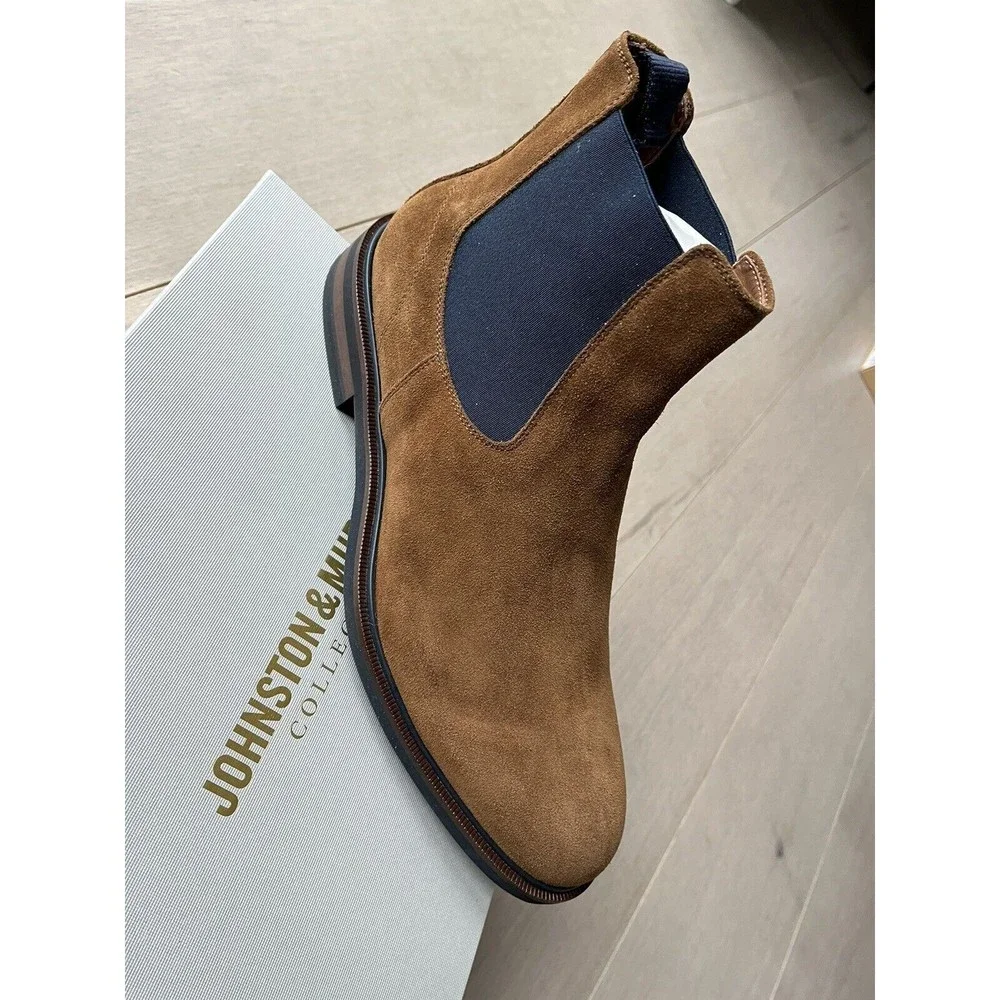 New Johnston & Murphy Collection Hartley Chelsea Boot Suede Leather 11 M Italy